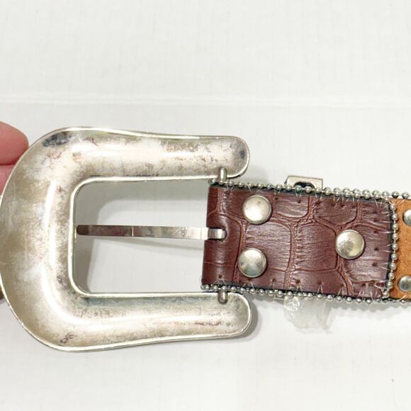 Blazin Roxx Belt MEDIUM Brown Croc Print Western Rodeo Bling Rhinestone Jewels - Picture 6 of 11